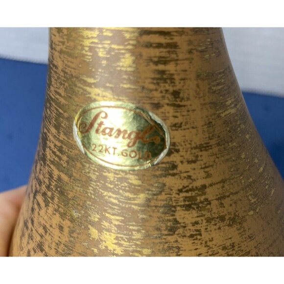 Vintage Stangl Pottery Vase 22k Gold Paint w/ Original Sticker 8" - Picture 3 of 7